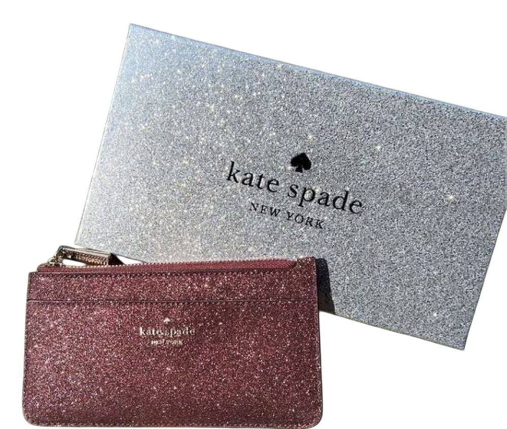 KATE SPADE BOXED LARGE SLIM CARDHOLDER IN DEEP NOVA GLITTER